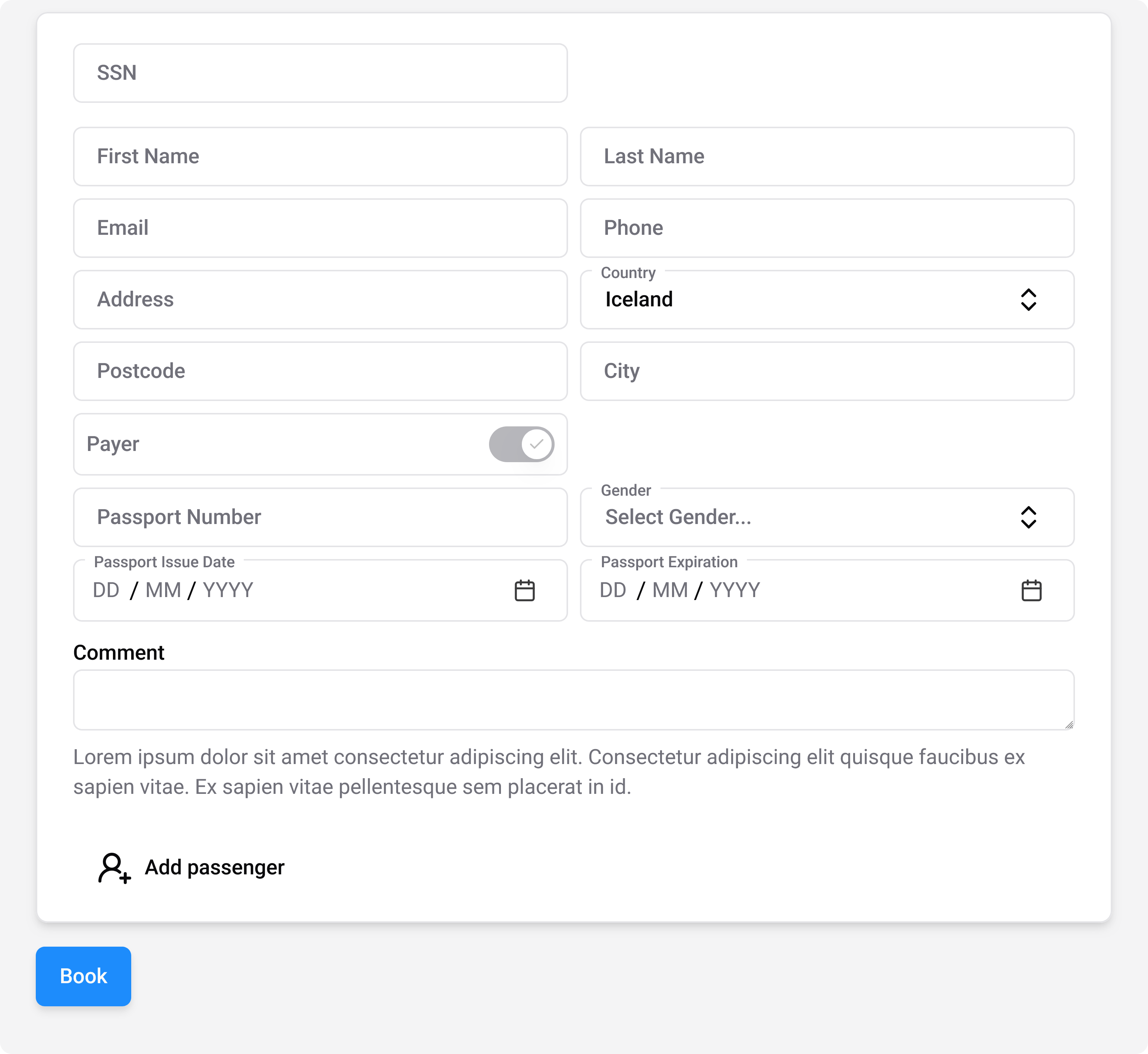 Booking Form Plain