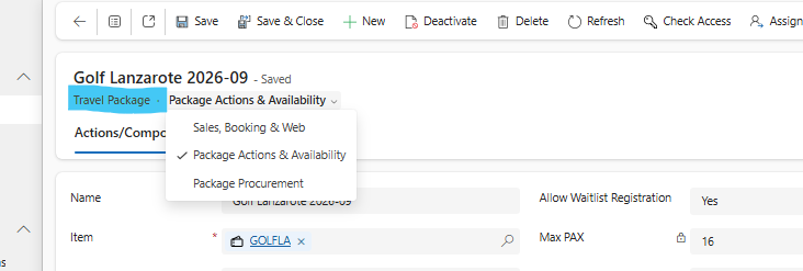 The sub form selection as per task