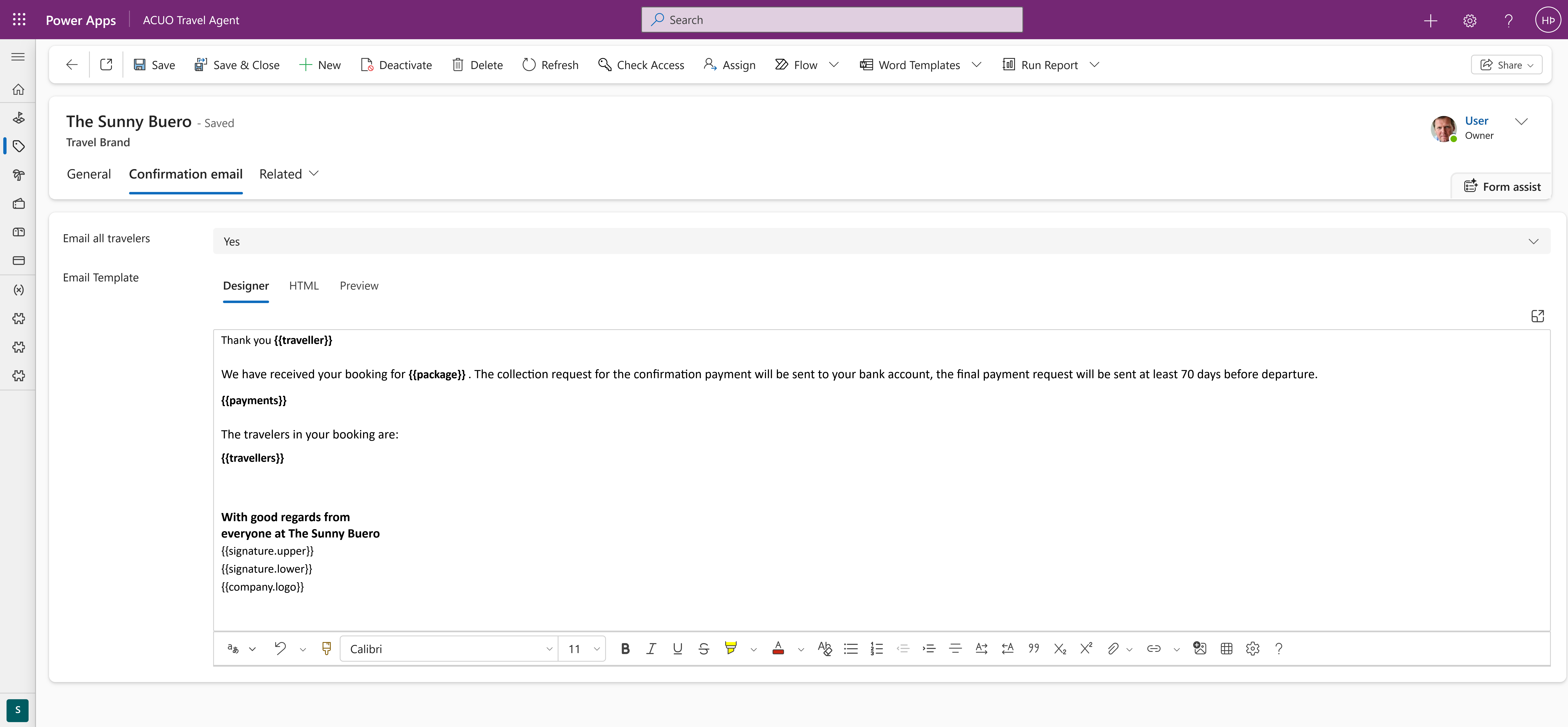The Confirmation Email tab in the New Brand window