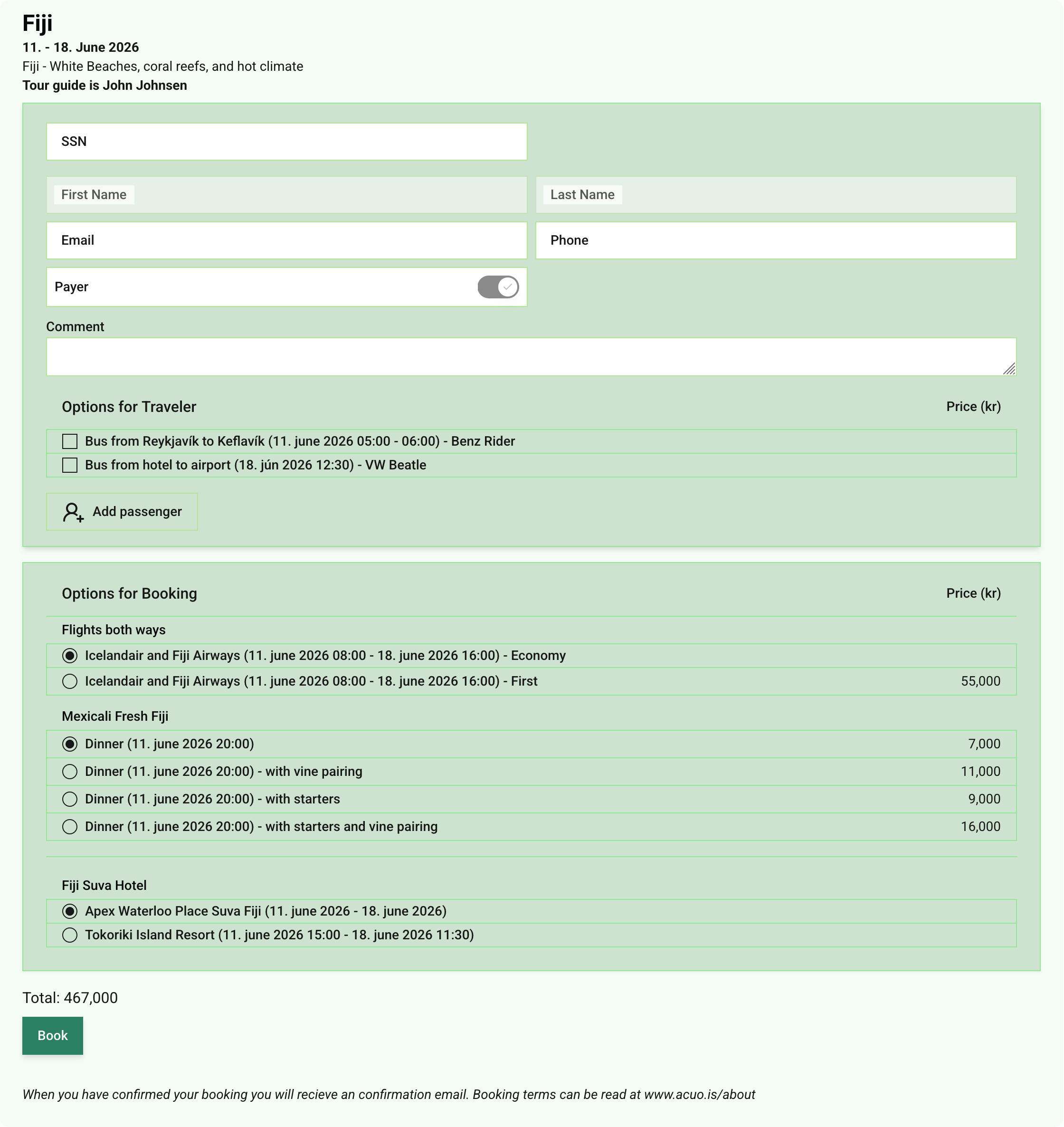 Booking Form FSEB