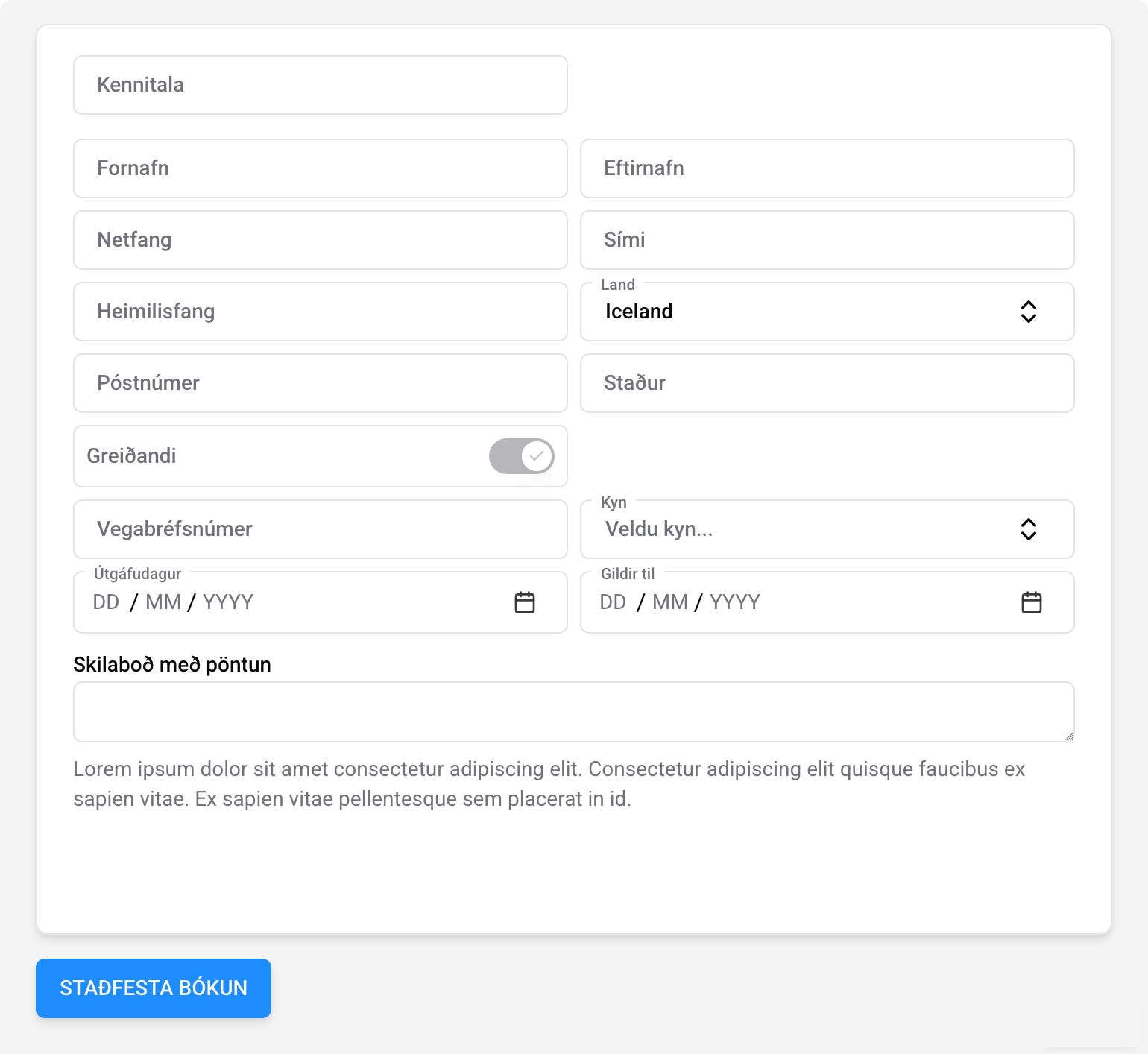 Booking Form FSEB